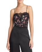Cami Nyc Printed Lace-inset Silk Top