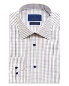 David Donahue Tattersall Check Regular Fit Dress Shirt