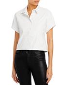 Alice And Olivia Faux Leather Cropped Shirt