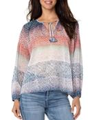 Liverpool Los Angeles Printed Peasant Blouse