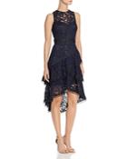 Eliza J Sleeveless Lace Illusion Dress