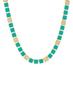 Freida Rothman Harmony Pave-station Collar Necklace In 14k Gold-plated Sterling Silver, 16