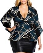 City Chic Plus In Chains Bell Sleeve Top