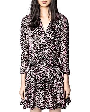 Zadig & Voltaire Rogers Leopard Velvet Devore Mini Dress