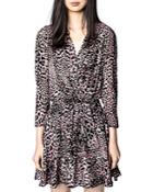 Zadig & Voltaire Rogers Leopard Velvet Devore Mini Dress