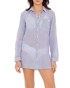 Lauren Ralph Lauren Striped Camp Shirt Swim Cover-up