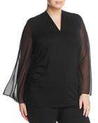 Vince Camuto Plus Mixed Media Bell Sleeve Top