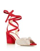 Isa Tapia Women's Alma Linen & Suede Ankle Tie Block Heel Sandals - 100% Exclusive