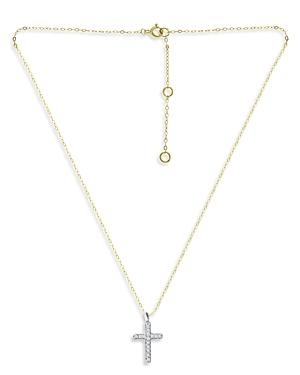Bloomingdale's Marc & Marcella Diamond Cross Pendant Necklace In 18k Gold Plated Sterling Silver And Sterling Silver, 0.075 Ct. T.w. - 100% Exclusive