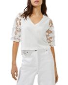 Fremch Connection Floral Applique V Neck Top