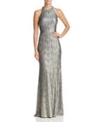 Adrianna Papell Crinkle Foil Gown