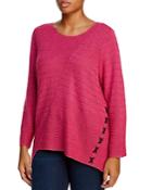 Nic+zoe Plus Ribbed Lace-up Sweater