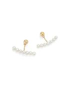 14k Yellow Gold Ear Jackets With Cultured Freshwater Seed Pearls