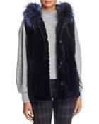 Maximilian Furs Reversible Sheared Beaver Fur & Leather Vest With Fox Fur Trim - 100% Exclusive