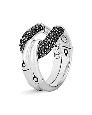 John Hardy Sterling Silver Bamboo Ring With Black Sapphire And Black Spinel