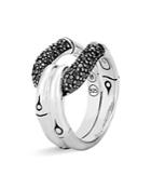 John Hardy Sterling Silver Bamboo Ring With Black Sapphire And Black Spinel