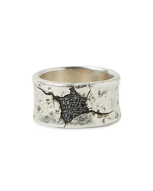 John Varvatos Men's Sterling Silver Crack Black Diamond Ring