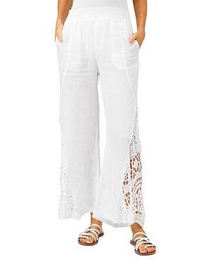 Xcvi Ismay Crochet Trim Linen Wide Leg Pants