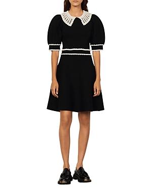 Sandro Lace Collar Puff Sleeve Short Dress