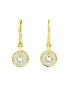 Frederic Sage Diamond Firenze Spinning Disc Drop Earrings In 18k White & Yellow Gold