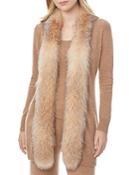 Misook Fox Fur Trim Cashmere Cardigan