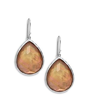 Ippolita Sterling Silver Rock Candy Large Teardrop Earrings In Brown Shell Doublet