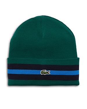 Lacoste Striped Turned Edge Wool Beanie