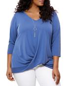 Belldini Plus Suede Jersey Twist-front Top