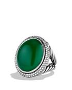 David Yurman Dy Signature Oval Ring With Green Onyx & Diamonds