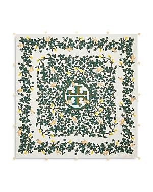 Tory Burch Daisy Vine Logo Charm Silk Twill Scarf