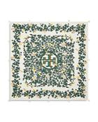Tory Burch Daisy Vine Logo Charm Silk Twill Scarf