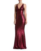 Dress The Population Sequin Plunge Gown