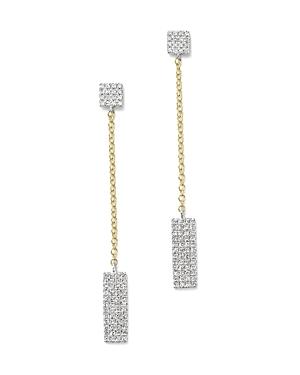Meira T 14k Yellow And White Gold Diamond Rectangle Dangle Earrings