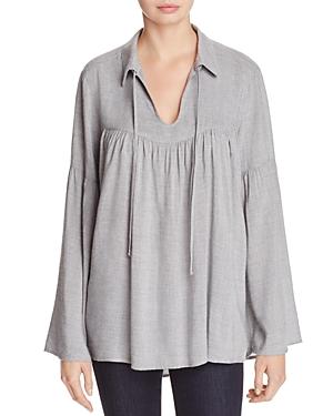 Side Stitch Bell Sleeve Blouse