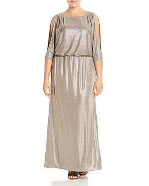 Adrianna Papell Plus Metallic Back-cutout Gown