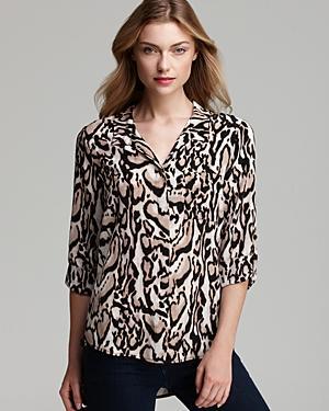 Diane Von Furstenberg Blouse - Lorelei Leopard Print Silk