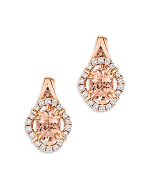 Bloomingdale's Morganite, Champagne & Brown Diamond Leverback Earrings In 14k Rose Gold - 100% Exclusive
