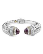 Lagos 18k Gold And Sterling Silver Caviar Color Amethyst And Diamond Cuff, 14mm