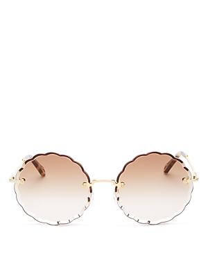 Chloe Women's Rose Scalloped Rimless Round Sunglasses, 60mm