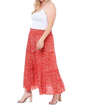 Single Thread Plus Printed Tiered Maxi Skirt