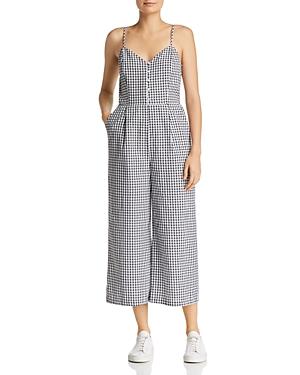 Lost + Wander Mimosa Cropped Wide-leg Gingham Jumpsuit