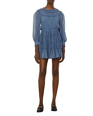 Sandro Gwen Ruffled Dot Print Dress