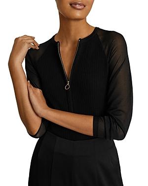 Reiss Lia Sheer Sleeve Knit Top