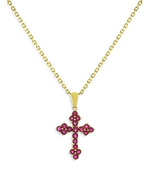 Bloomingdale's Ruby Cross Pendant Necklace In 14k Yellow Gold, 18 - 100% Exclusive