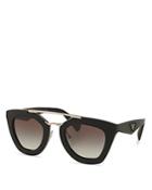 Prada Ornate Saffiano Leather Cat Eye Sunglasses, 49mm