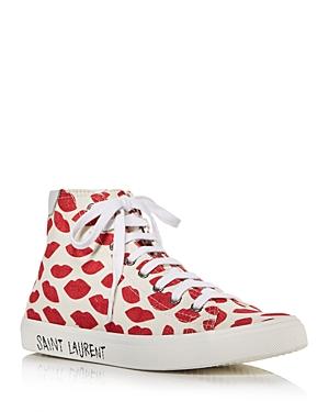 Saint Laurent Women's Malibu Lip Print High Top Sneakers