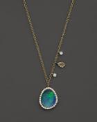 Meira T 14k Yellow Gold Opal Pendant Necklace With Diamonds, 16