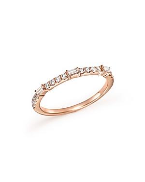 Diamond Round And Baguette Stackable Band In 14k Rose Gold, .30 Ct. T.w.