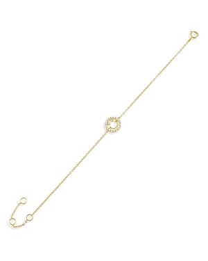 Adinas Jewels Cubic Zirconia Open Smiley Face Link Bracelet In Gold Vermeil Sterling Silver