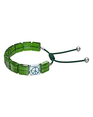 Swarovski Letra Peace Square Crystal Cord Slider Bracelet